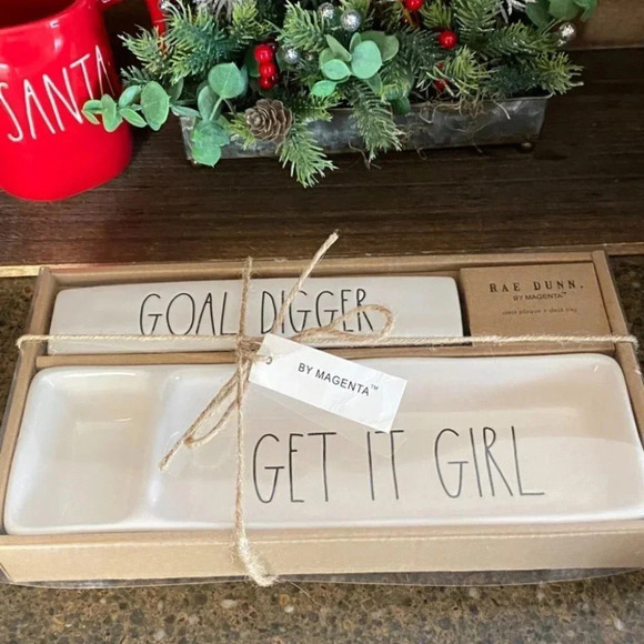 LAST ONE! NEW Rae Dunn GOAL DIGGER/GET IT GIRL - Desk Plaque & Tray Organizer - Picture 8 of 14